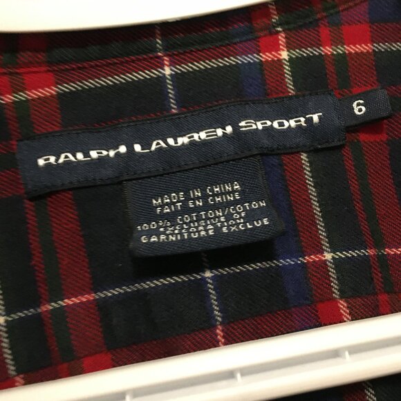 Ralph Lauren Crested Plaid 100% Cotton Flannel Button Down Shirt - Picture 8 of 15